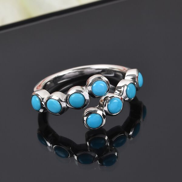 Nat&uuml;rlicher Sleeping Beauty T&uuml;rkis Ring 925 Silber Platin-&Uuml;berzug image number 2