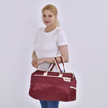 Elegante Nylon-Reisetasche mit Gro&szlig;em Stauraum, Gr&ouml;&szlig;e: 48 x 22 x 29 cm, Burgunderrot