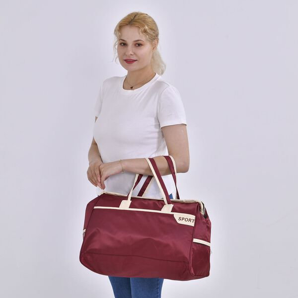 Elegante Nylon-Reisetasche mit Gro&szlig;em Stauraum, Gr&ouml;&szlig;e: 48 x 22 x 29 cm, Burgunderrot image number 2
