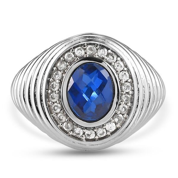 Ceylonfarbener Quarz und Zirkon-Ring in Silberton - 1,70 ct.