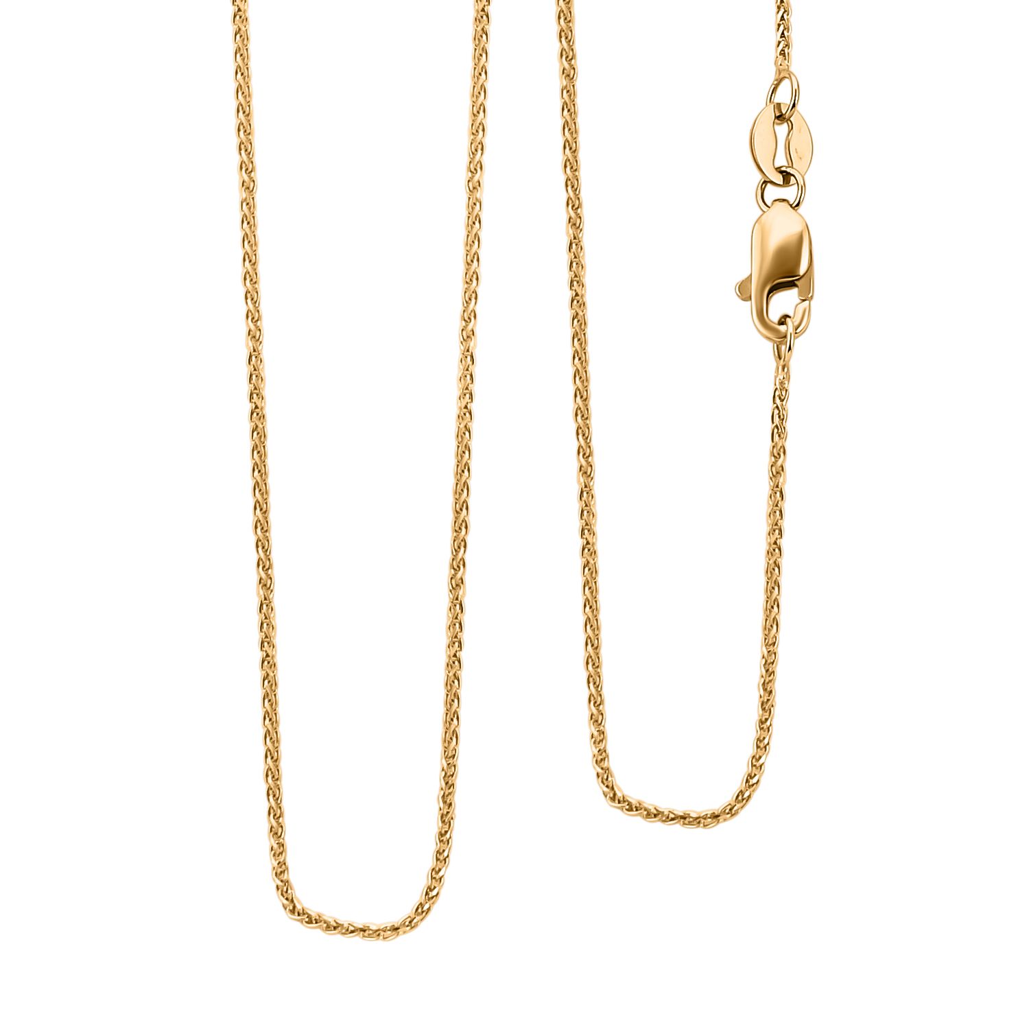 1.00 Mm Massiv Einstellbare Spiga Weizen Kettenhalskette Echt 14K Weißgold 2.66gr