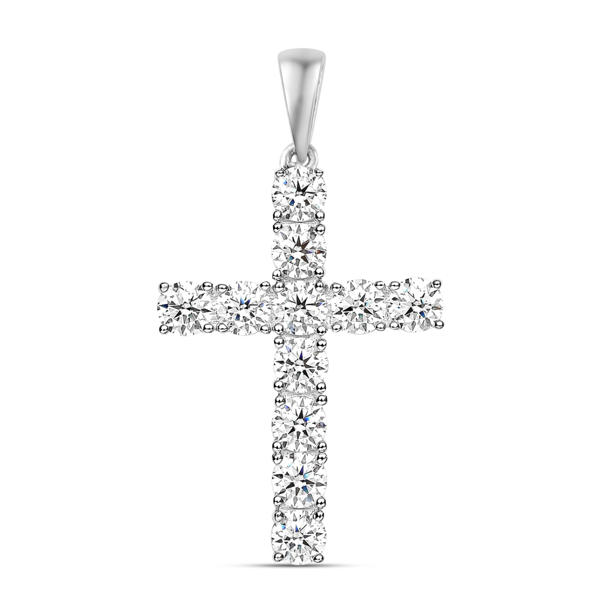 ROUGEMONT Moissanit Kreuz Halskette 1,0ct - 925 Silber Weißgold Plattiert