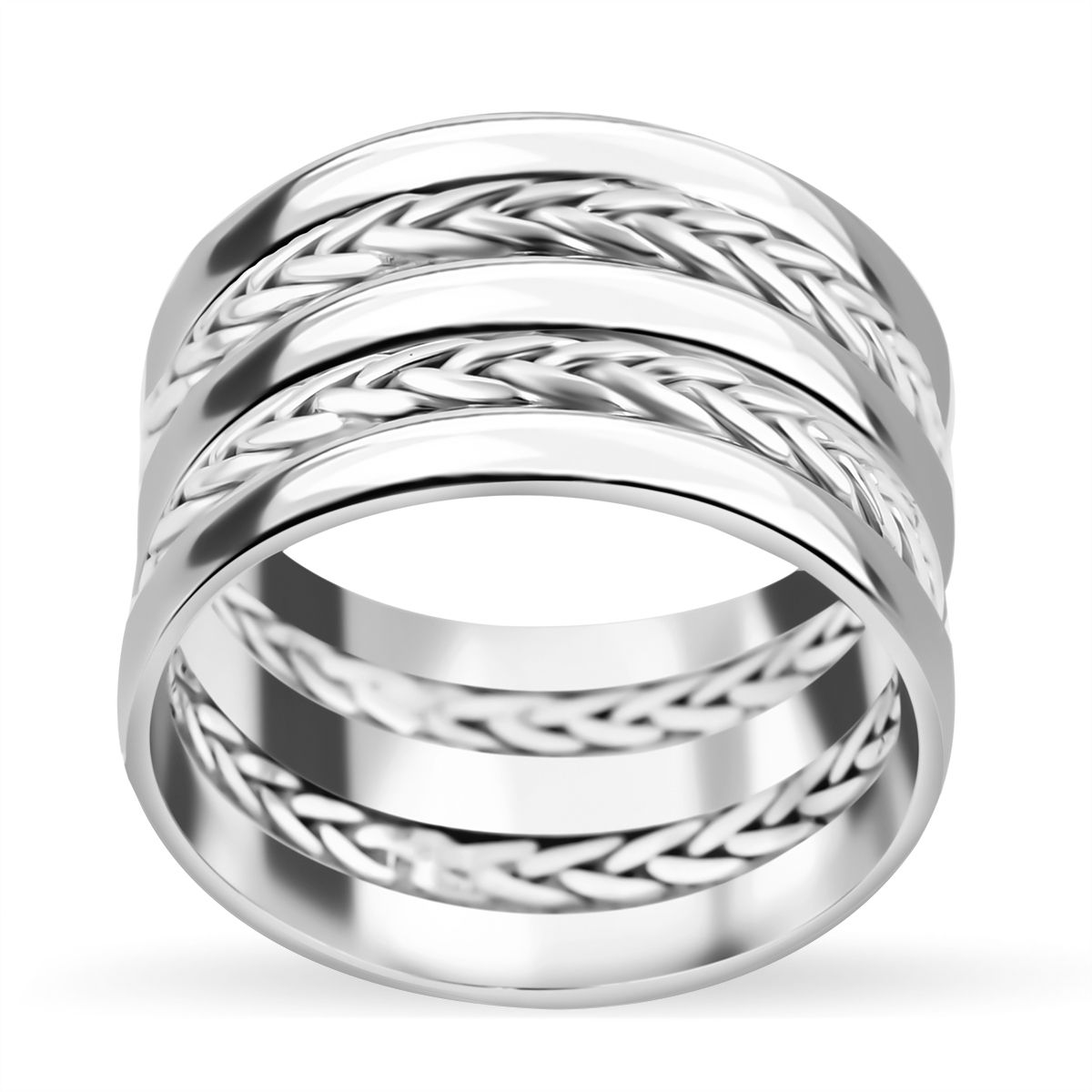 Sterling Silber Ring - 3-reihig, Wellenförmig, Unisex