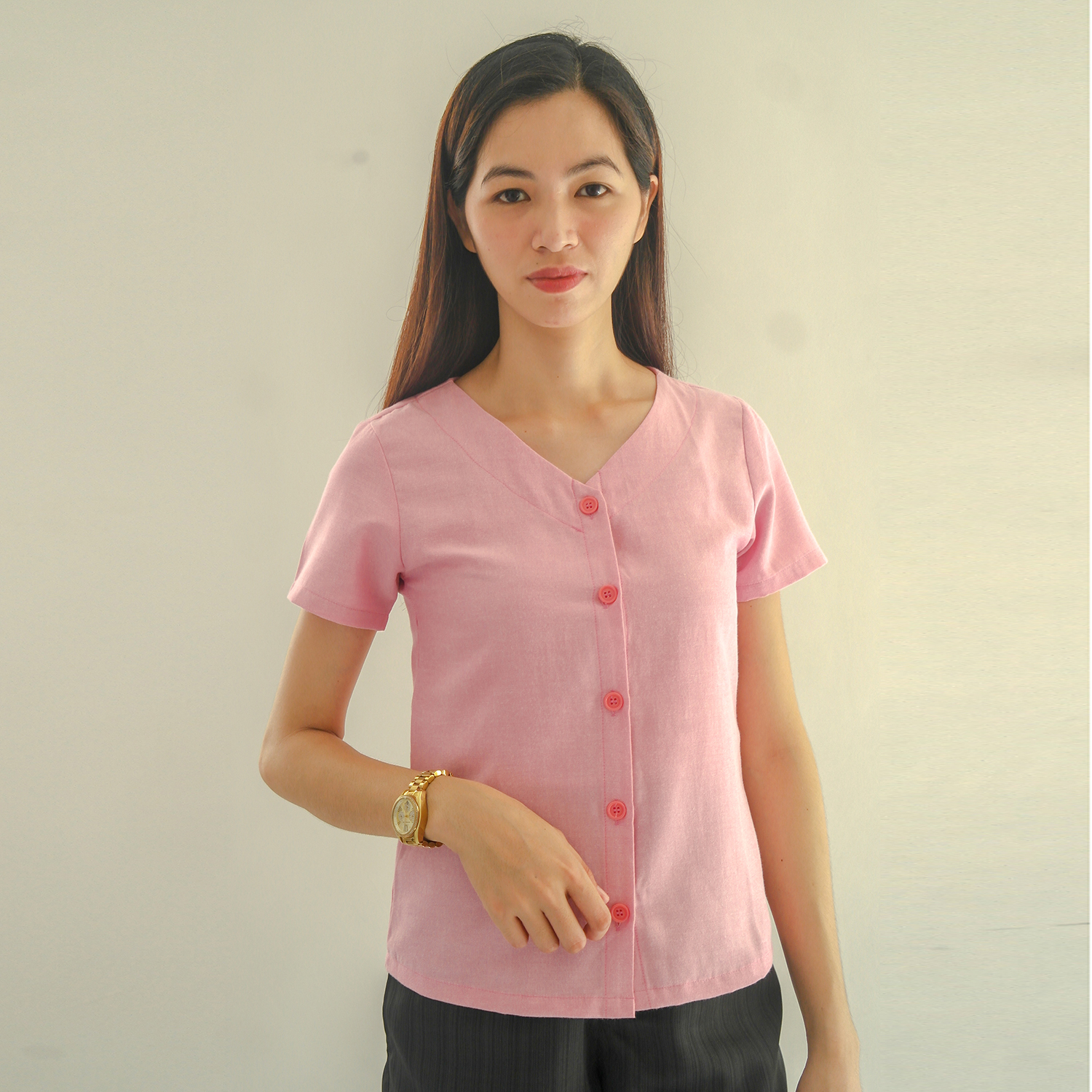 Frauen kurzes Ärmel Top  korallrosa  Größe 36