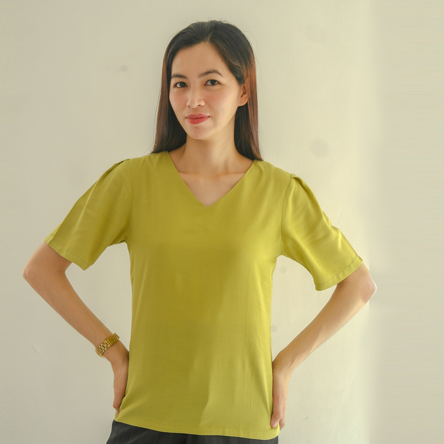 Frauen kurzes Ärmel Top  Grün  Größe 40