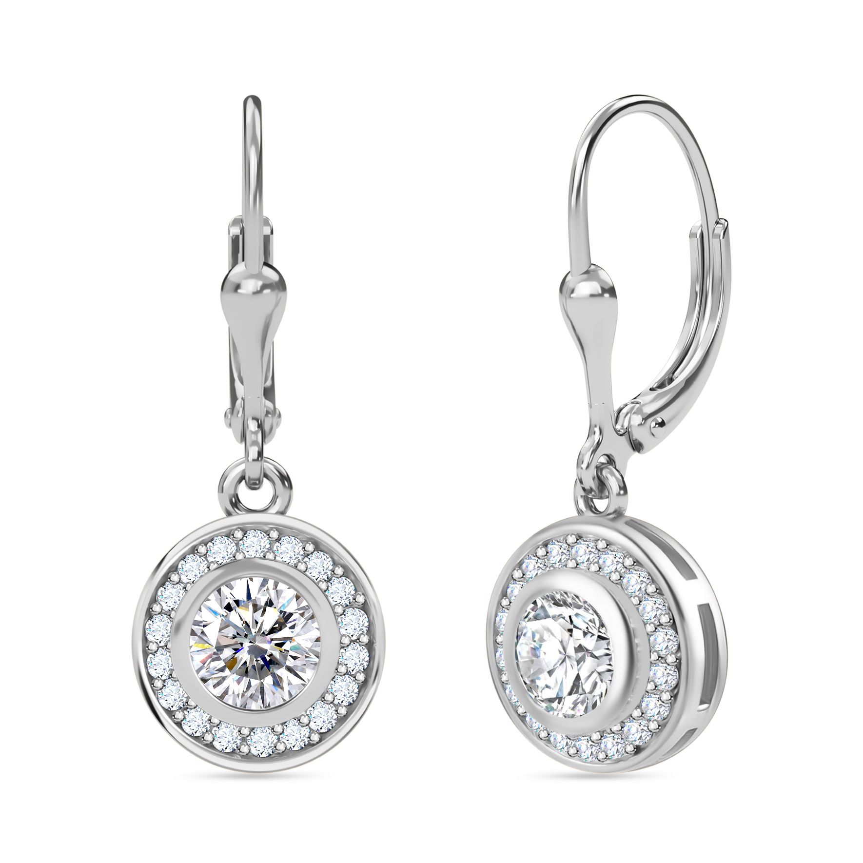 Moissanit Ohrringe, 925 Silber Platiniert, Ca. 1.70 Ct