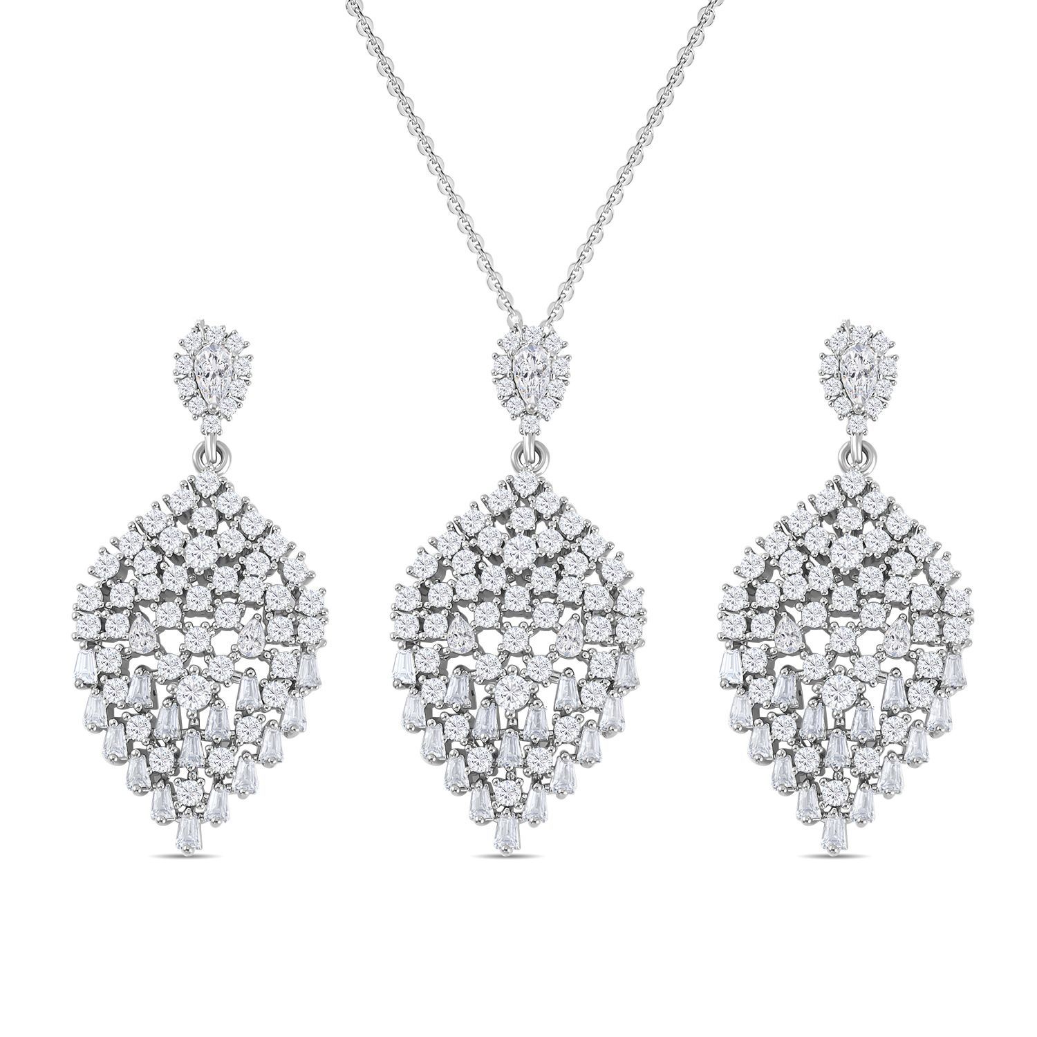Yumilok Schmuck Set 925 Silber - Halskette & Ohrringe Mit Zirkonia