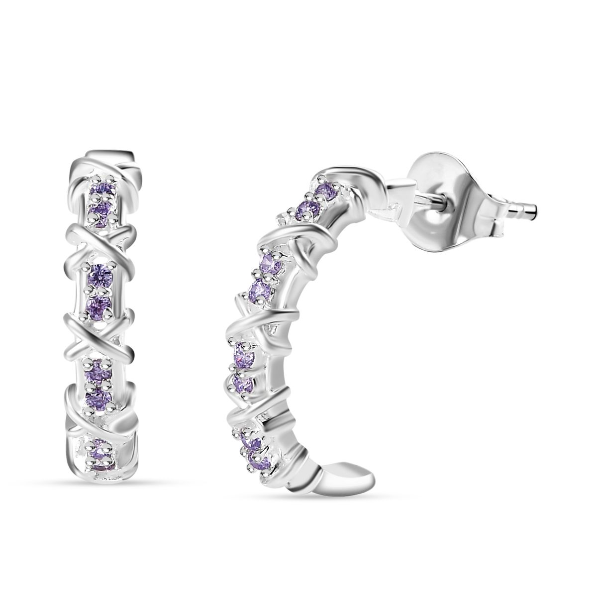 Decentraland Ohrringe Set 3-Paar - Edelstahl Tunnel Mit Zirkonia In Weiß/Schwarz/Hellblau