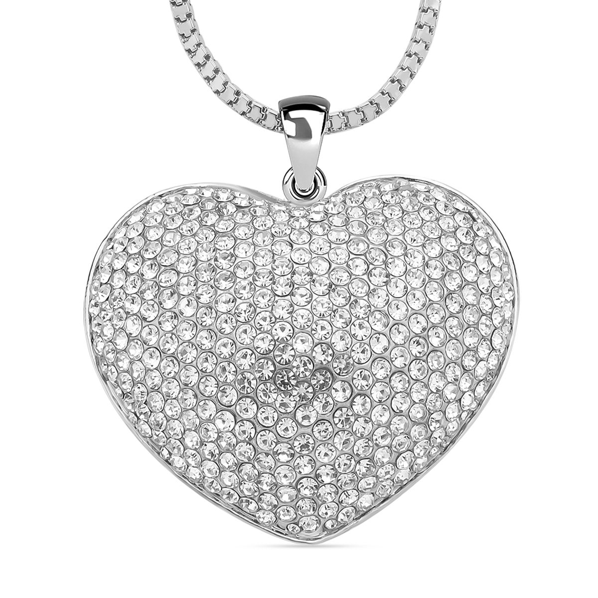 DIAMOON KristallHerzAnhänger mit Kette in Silberton 5 ct. SHOPLC